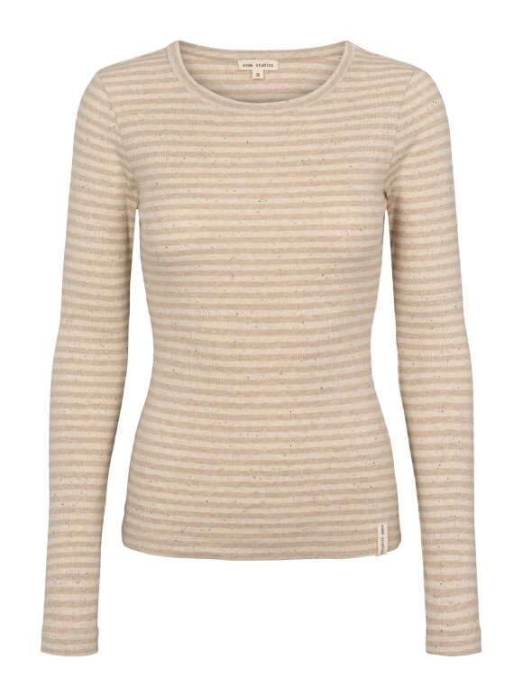 Esmè Studios - ESBloom Stripe LS Sand, Bluse