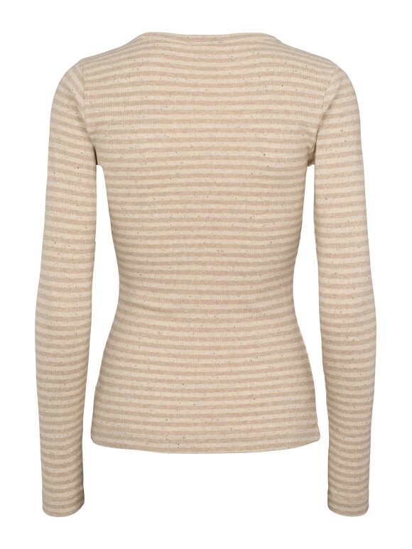 Esmè Studios - ESBloom Stripe LS Sand, Bluse